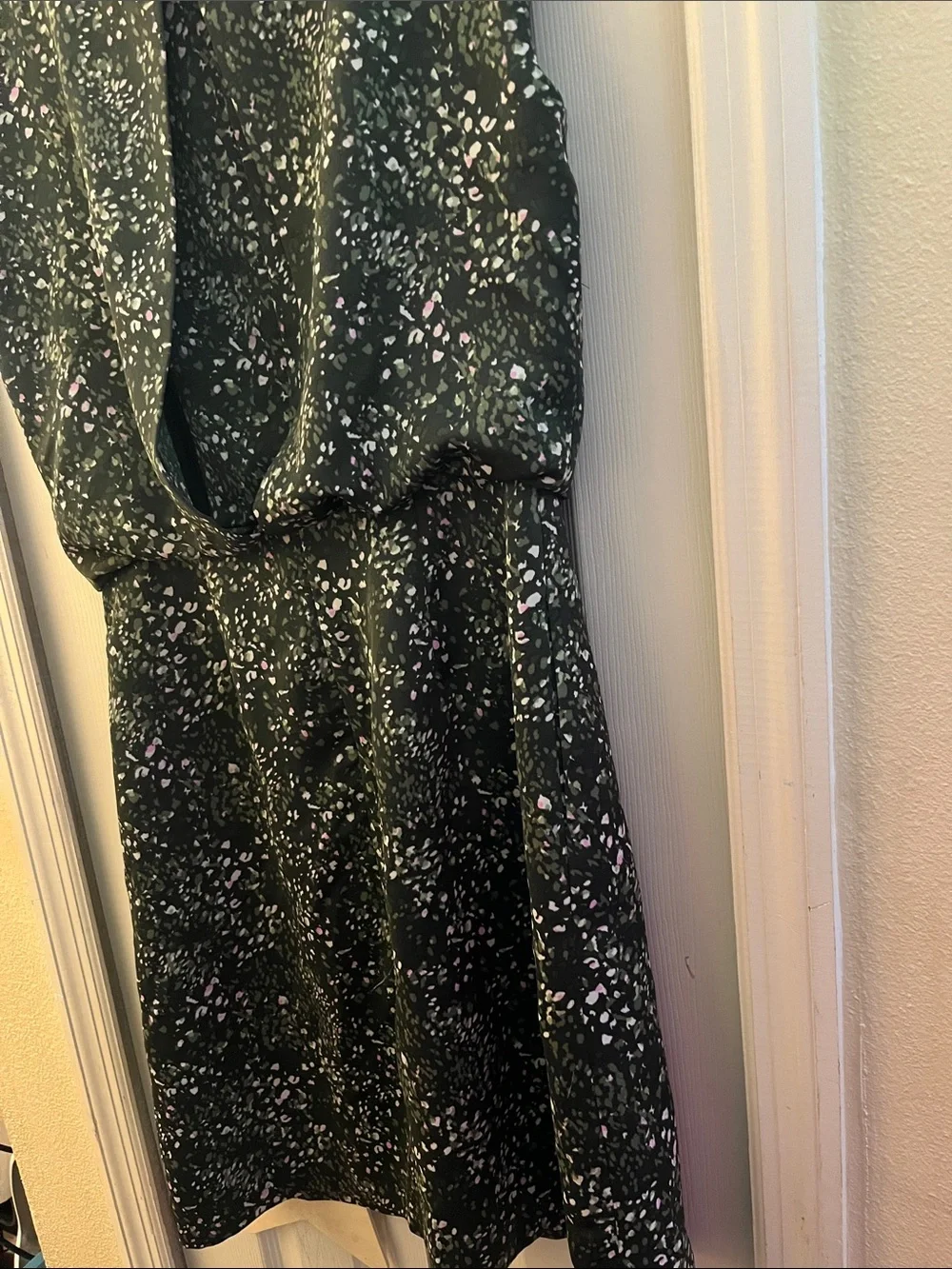 Banana Republic Sleeveless Dark Green Floral Blouson Waist Dress